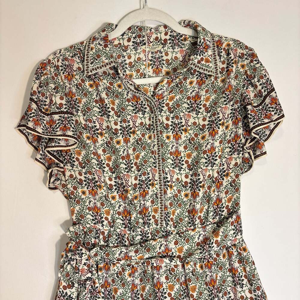 Max Studio London Floral Print Tiered Midi Dress with Flutter Sleeves Size M - Picture 3 of 12